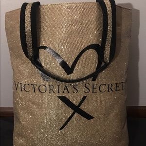 Victoria’s Secret glitter tote bag.